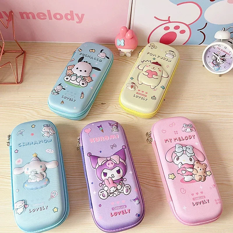 

Cartoon Hello Kittys 3D Pencil Case Cinnamorolls Melodys Kuromis Three-dimensional Pen Box Children's Stationery Storage Box