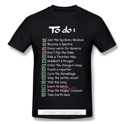 Commander Shepards To Do List T Shirt Men's Men White Mass Effect Printing Large TShirts Cotton Tops