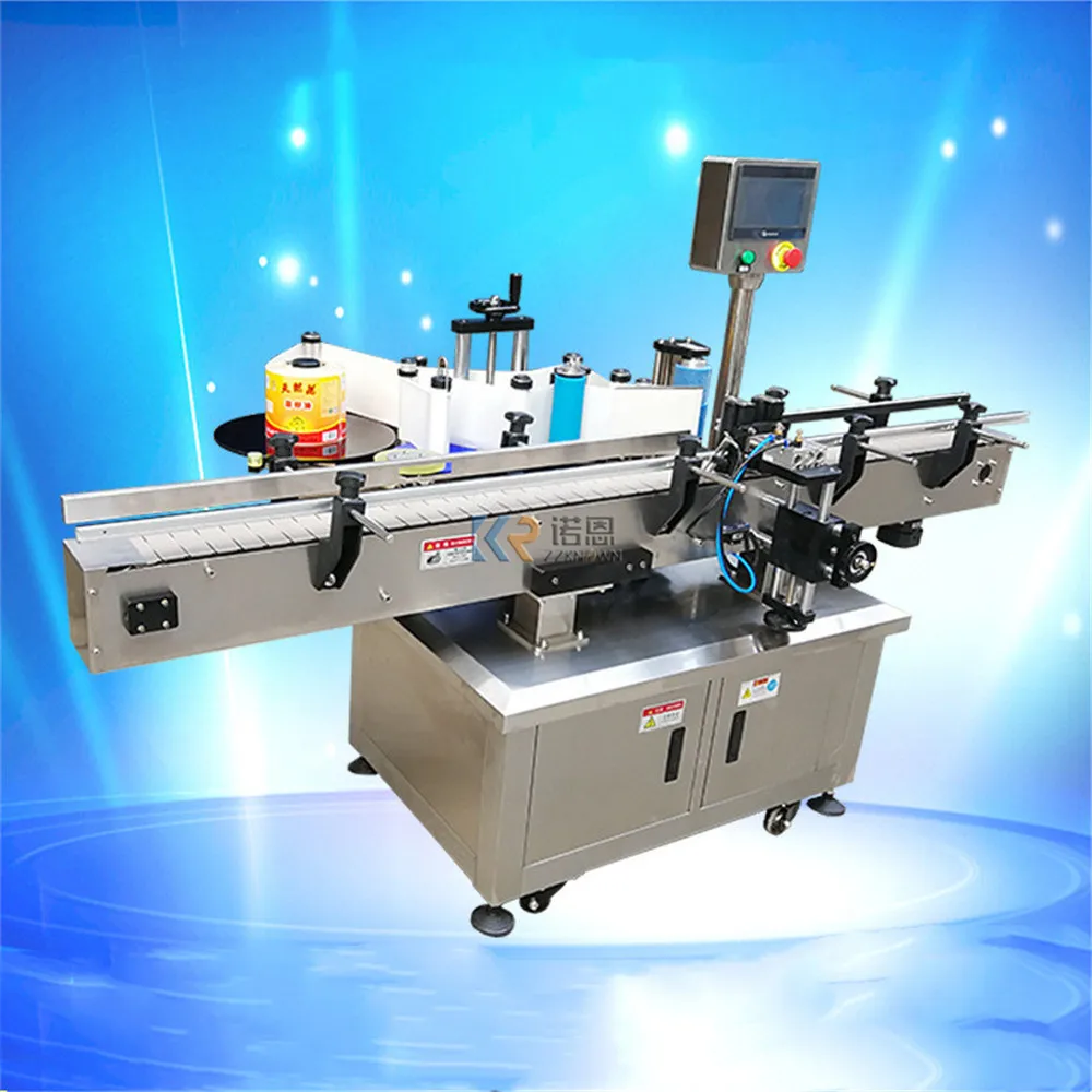 KN-LMS-650A สติกเกอร์กาวขวดแก้วพลาสติกกลมอัตโนมัติราคาเครื่องติดฉลากสองด้าน