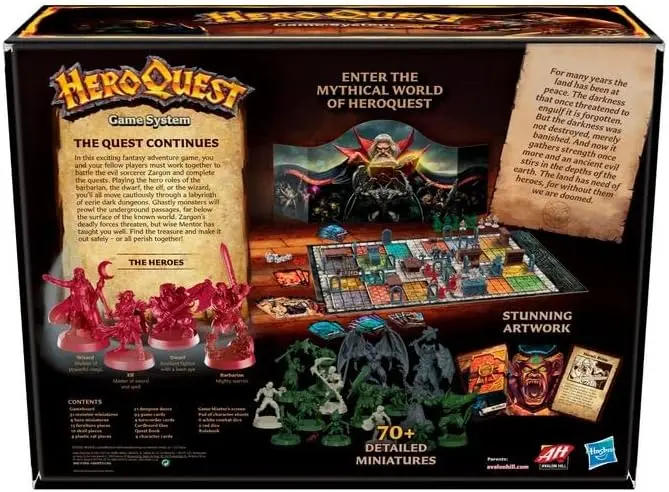 Gaming Avalon Hill HeroQuest Game System, Fantasy Miniature Dungeon Crawler Tabletop Adventure Game, Ages 14 and Up 2-5 Players