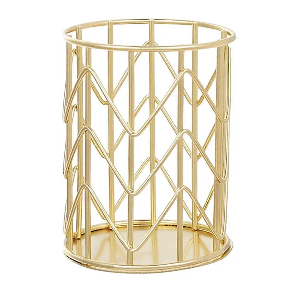 Iron Pen Holder Makeup Brushes Desktop Pencil Container Organizer Penholder Office