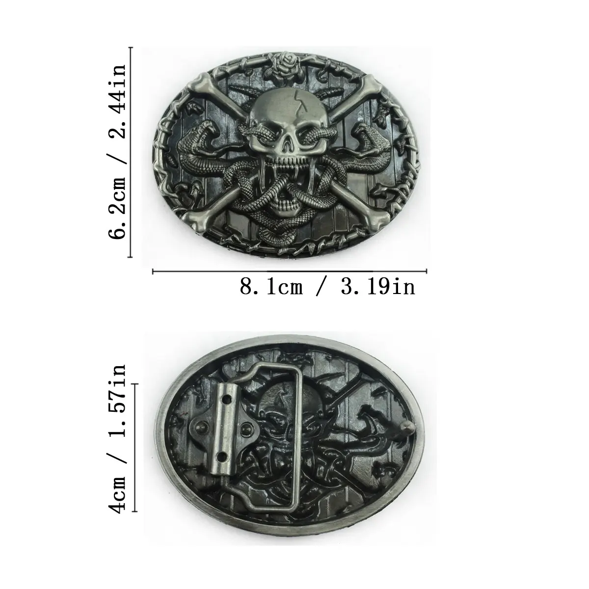 Retro Skull Snake Belt Buckle Vintage Western Cowboy Biker Zinc Alloy Belt Buckle For 4cm Width Belt Jeans Accessories Gift