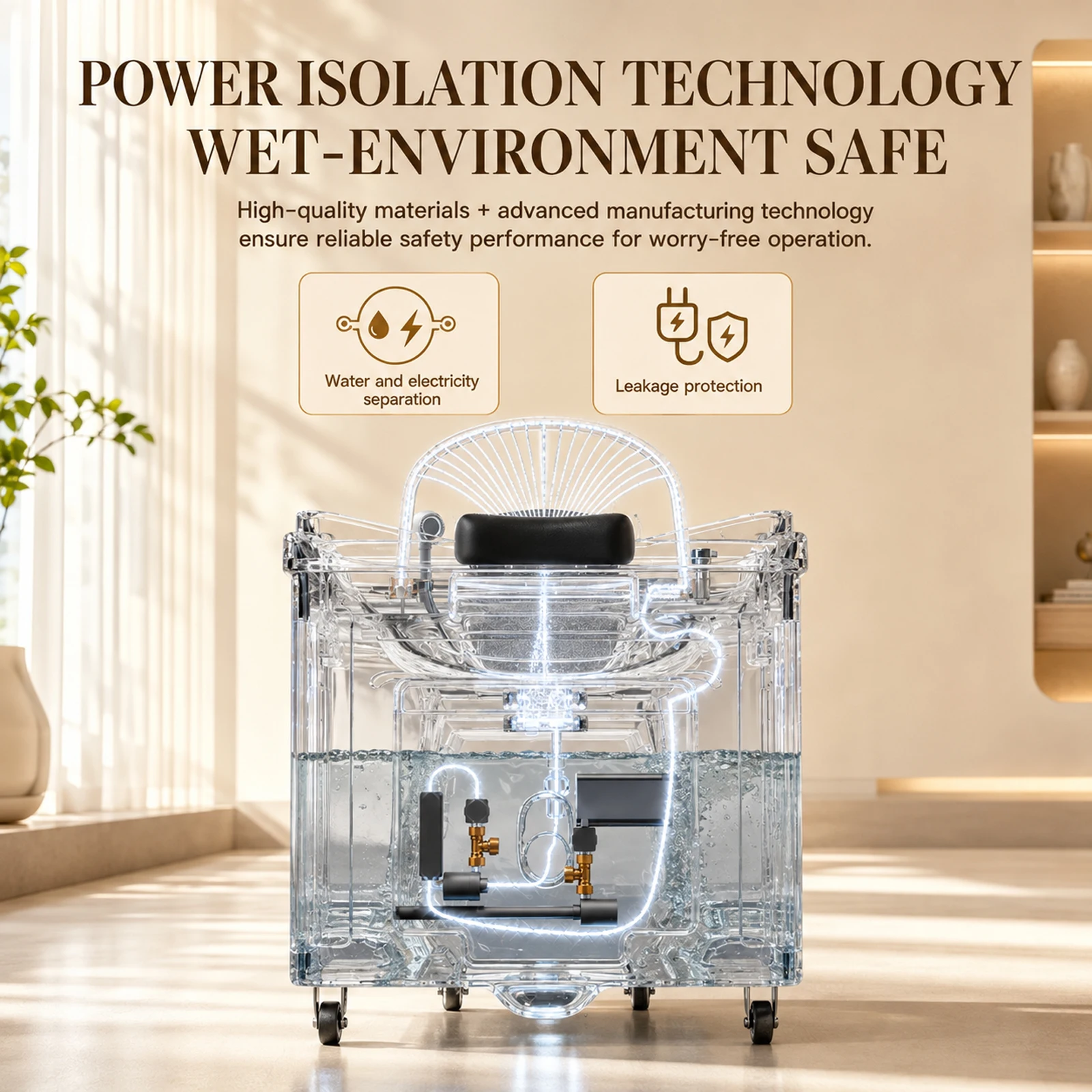 Tragbares Haarwaschbecken Mobile Shampoo-Schüssel mit 60L Wassertank Thermostatische Heizung Zirkulation Befeuchtungs-Kopf-Spa-Maschine – Detail 4