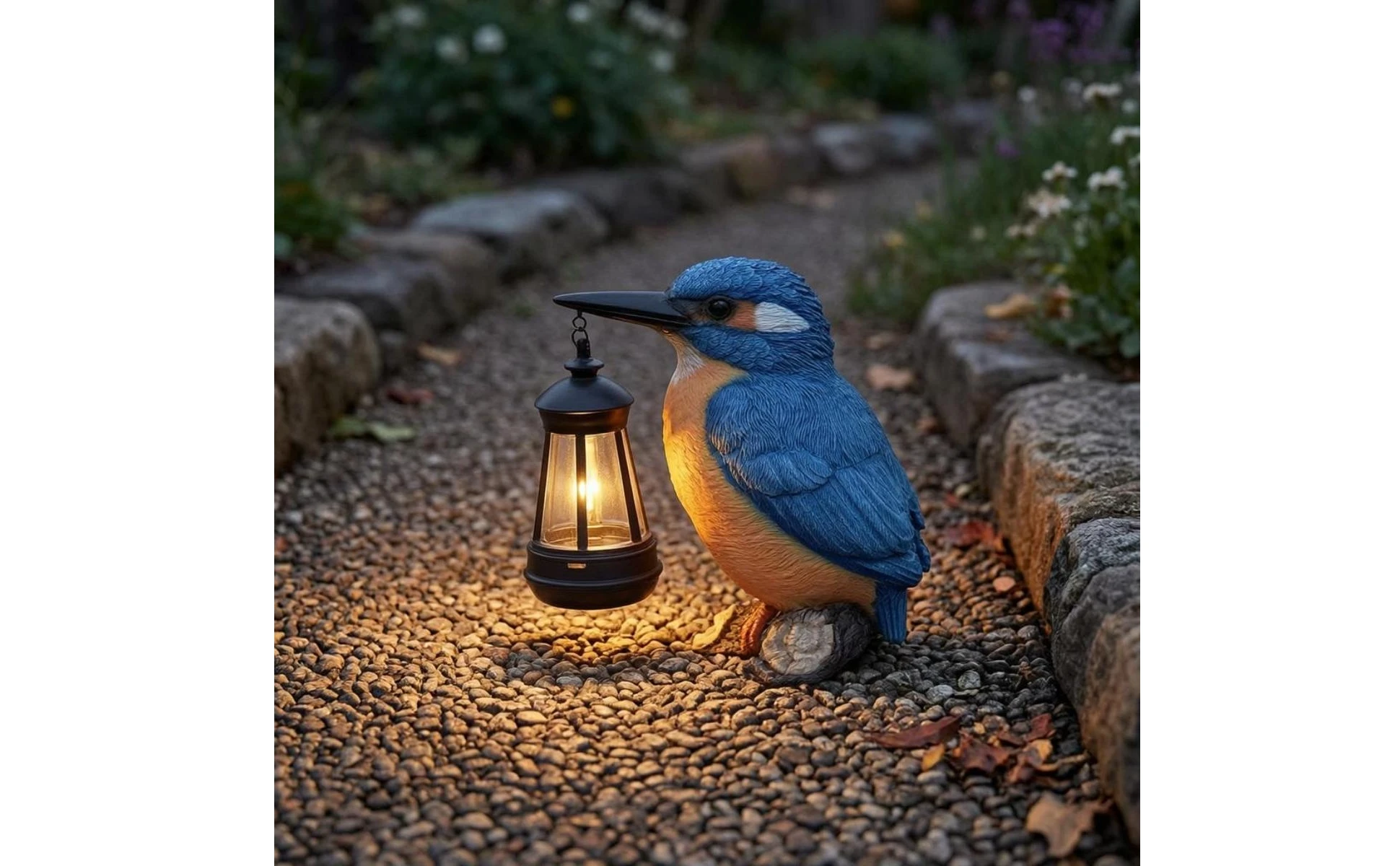 Solar Kingfisher Statue Resin Hanging Lantern Bird Bird Statue Light Realistic Design Outdoor Decor Weatherproof for Yard, Patio