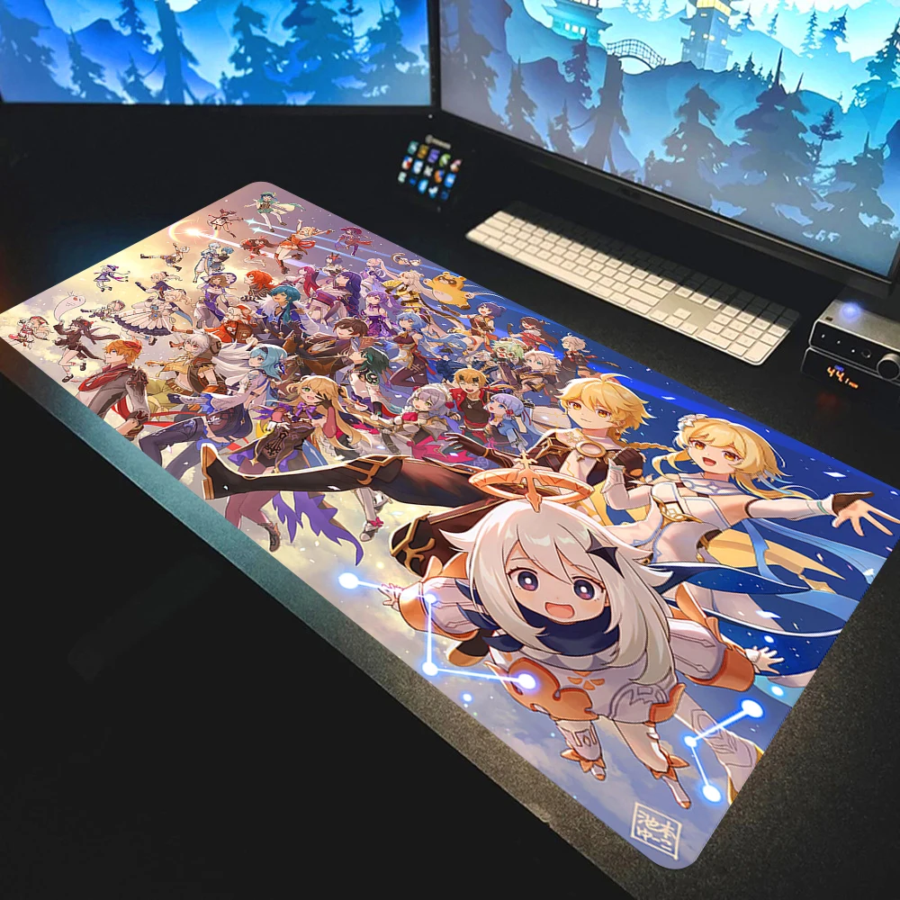 Anime Mousepad Genshin Impact Mouse Pads Gamer Mat Xxl Pc Accessories Desk Protector Keyboard Pads Computer Desks Gaming Mats