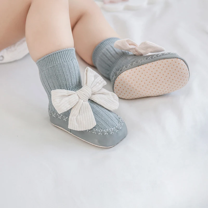 LILIGIRL 2025 New Spring Baby Antiskid Socks Toddler Cute Cartoon Bow Socks Infant Floor Socks One Piece