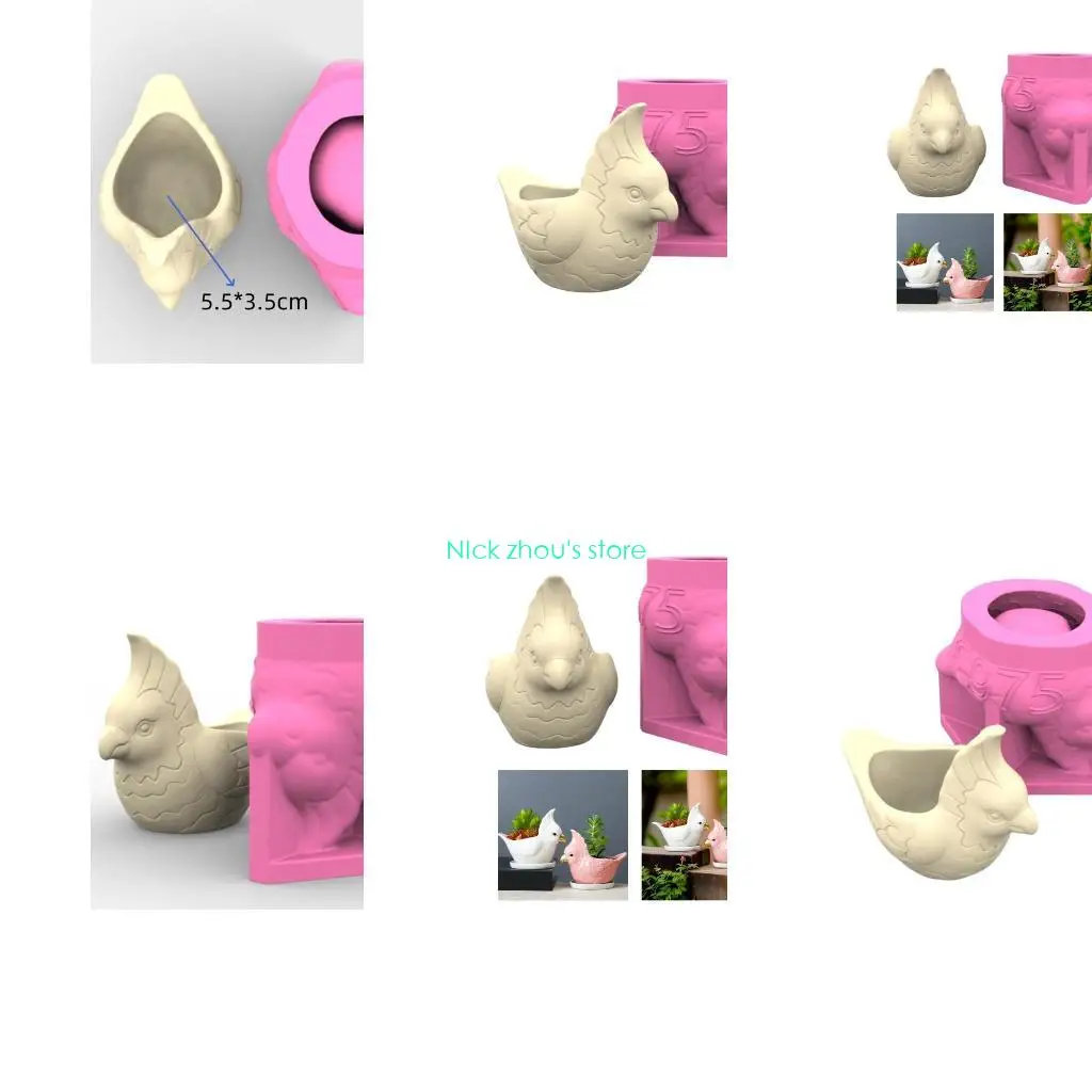 

E15E Многофункциональная силиконовая форма в форме попугая, формы для бетонных горшков для сочных горшков и креативных проектов