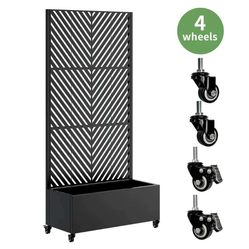 مقسم غرفة معدني أسود مع نمط هندسي، شاشة خصوصية مزخرفة، قسم قائم بذاته لغرفة المعيشة وغرفة النوم