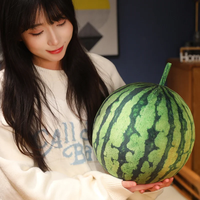 3D Simulated Watermelon Hug Pillow Round Long Watermelon Soft Plush Toys Fruit Sofa Cushion Suitable For Home Kids Gifts view 4