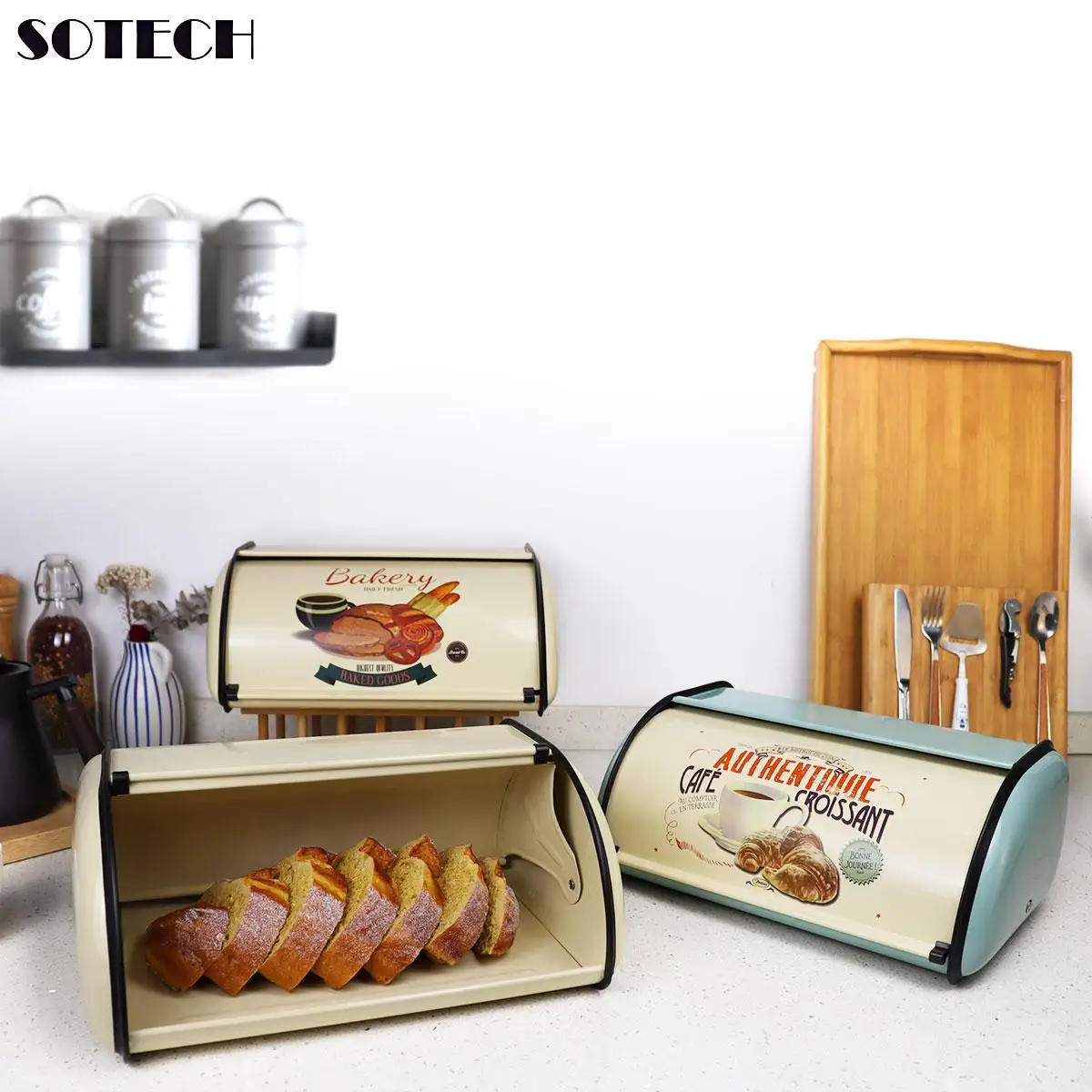 Kitchen Storage Organization Bread Box Stainless Steel Food Storage Container with Flip Top Home Kitchen Accessories BakeBin