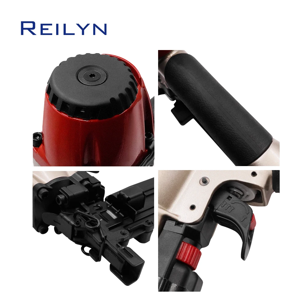 REILYN Pneumatic Stapler N851 16Ga Lightweight Air Brad Nailer for Wall Decorating Roofing Woodworking Tool