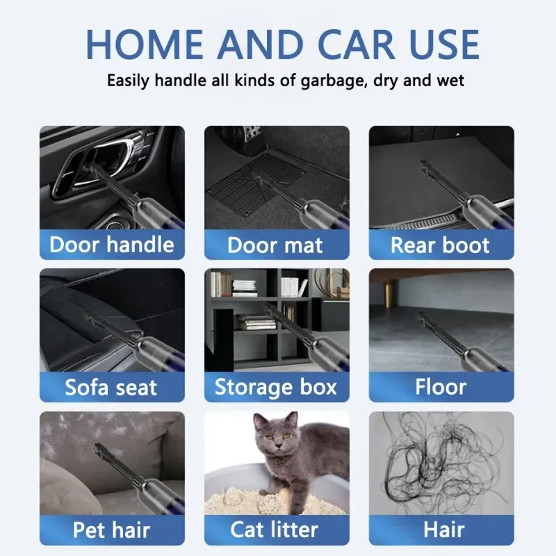 1290000Pa Car Vacuum Cleaner Powerful Cleaning Machine Strong Suction Handheld  Car  Portable Wireless Cleaner