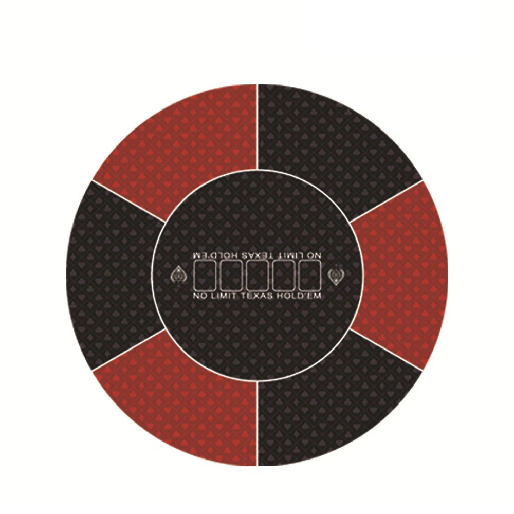 Round Rubber Poker Mat for Texas Holdem – Anti-Slip Waterproof Card Game Table Pad with Player Zones & Chip Area