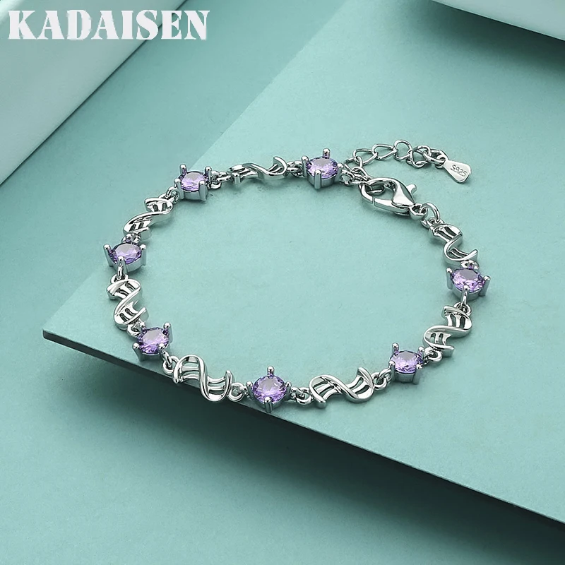 Neues hochwertiges Armband aus 925er Sterlingsilber mit hübschen glänzenden Kristallen für Damen, modisch, für Party, Hochzeit, Schmuck, Geschenke, 17 cm + 4 cm