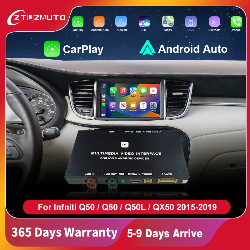 Wireless CarPlay Android Auto For Infiniti Q50/Q60/Q50L/QX50 2015-2019 Ai Box Upgrade Retrofit Multimedia Navigation Rear Camera