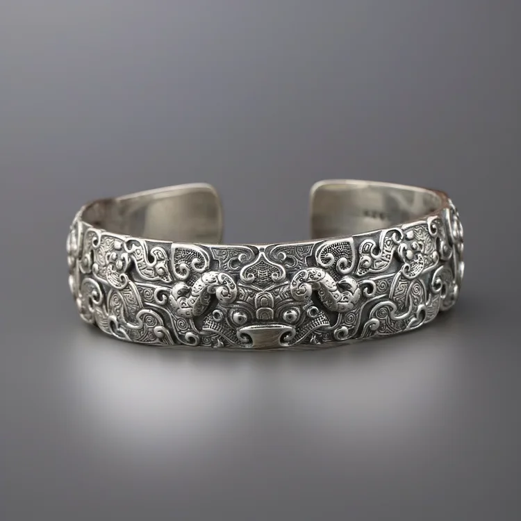 

Chinese Wind Bull Demon King Thai Silver Exaggerated Men's Fashion Personalized Silver Jewelry 925 Pure Silver Bracelet