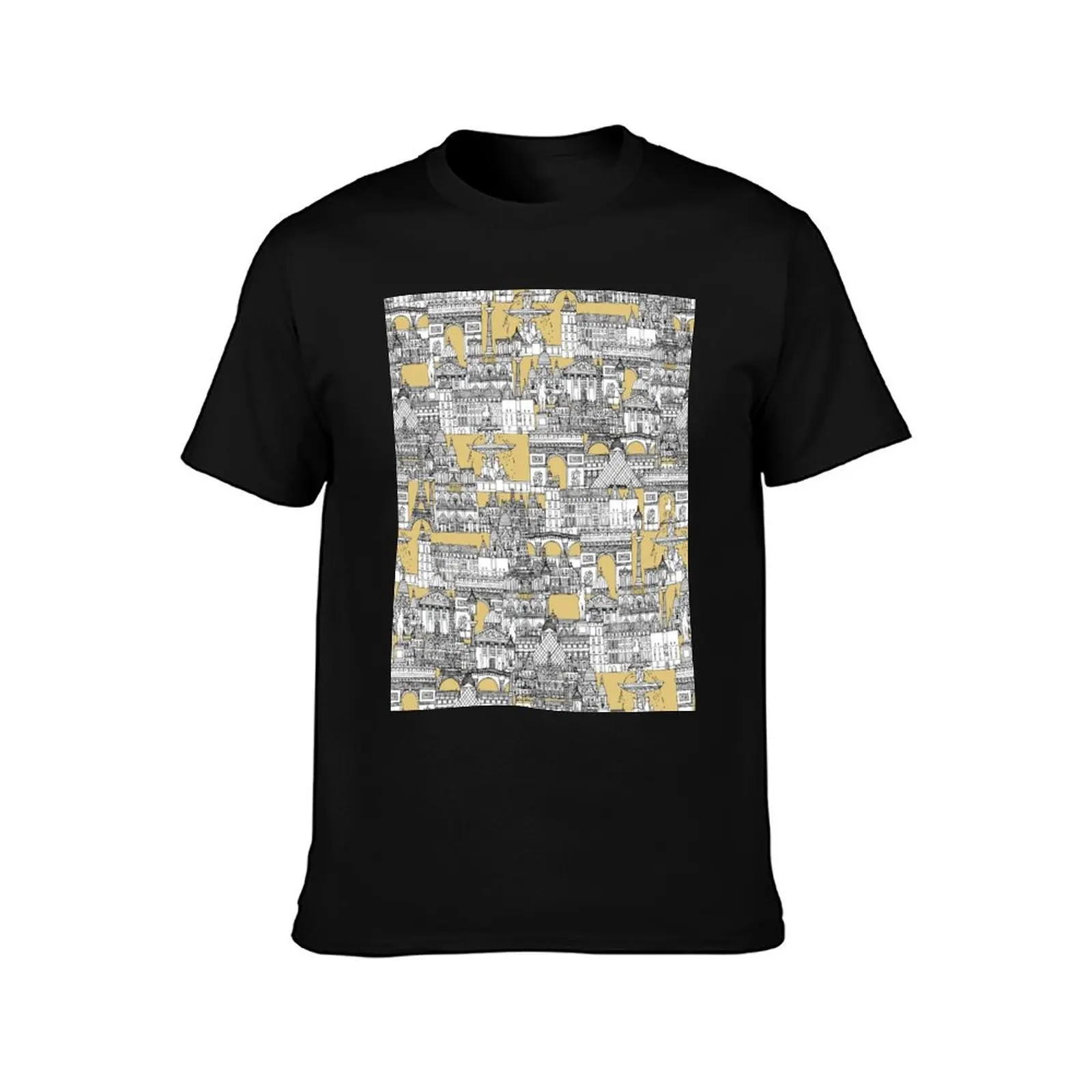 Paris toile gold T-Shirt Plus Size Basic Cotton T-Shirt