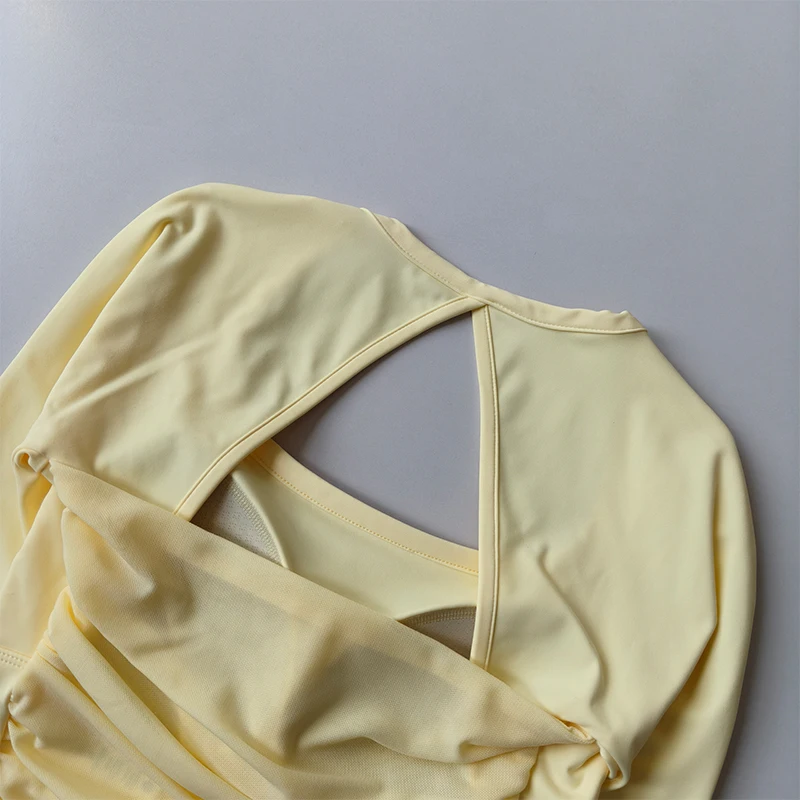 Yoga-Kleidung mit Brustpolstern für Damen, Pilates-Trainings-Oberteile, Langarm-Shirts für Fitness, Sport, Laufen, sexy Rückenfreies Design – Detail 10
