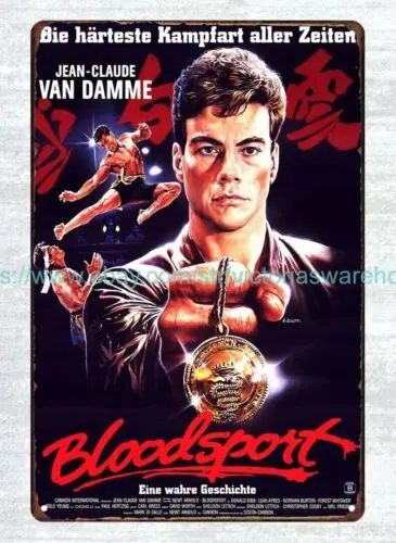 Van Damme Bloodsport Movie Poster 1988 metal tin sign office art-Aluminum