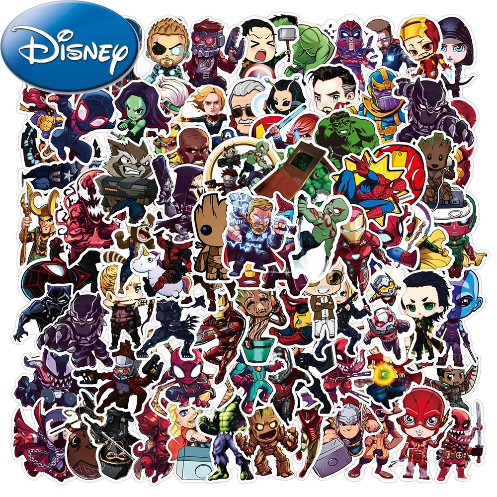 10/30/50/100pcs Bonito Da Disney Os Vingadores Anime Super-herói Adesivos DIY Notebook Skate Suitcase Legal Dos Desenhos Animados Graffiti Adesivo