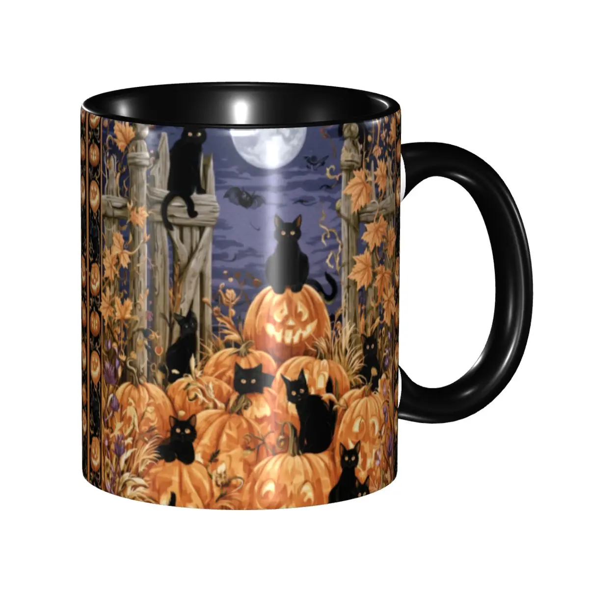 Cute Halloween Black Cats Coffee Cup Room Witchy Spooky Mugs