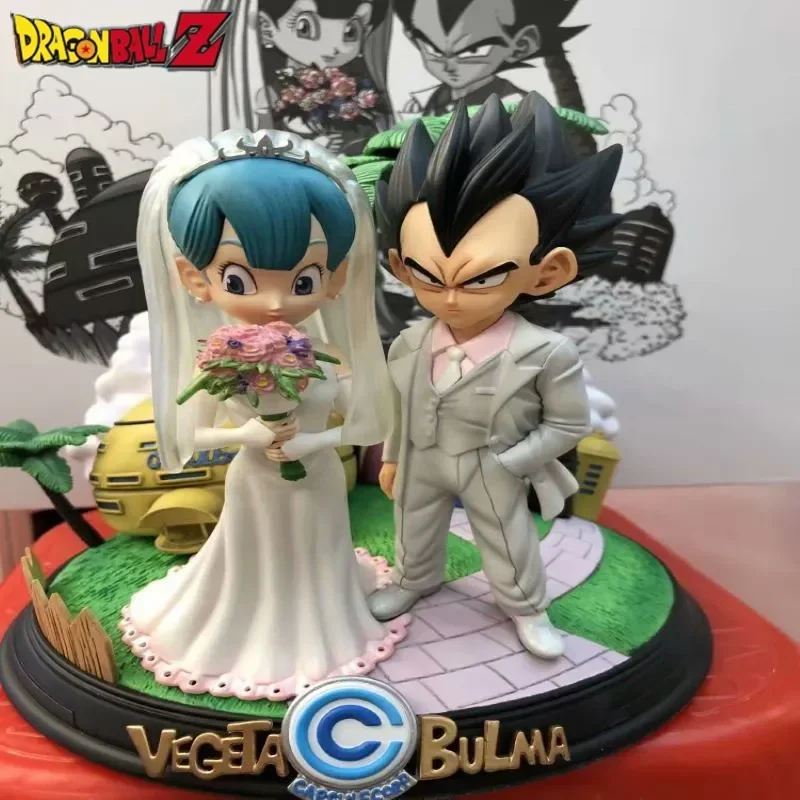 

22cm Anime Dragon Ball Z Marriage Wedding Vegeta And Bulma Action Figure Pcv Anime Model Adult Toys Collection Doll Gifts