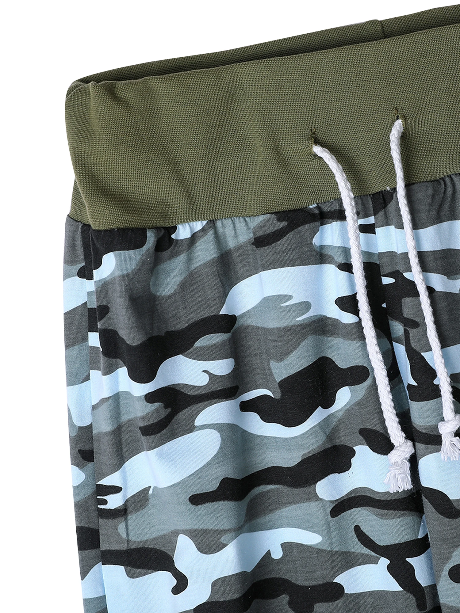 Baby Color Block Trousers, Casual Style Camouflage Print Pants with Drawstring (Green)