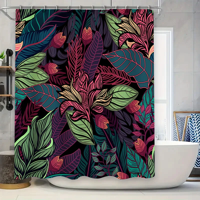 

Vibrant Tropical Plant Shower Curtain Perfect for Bathroom Decor Customizable Size Available