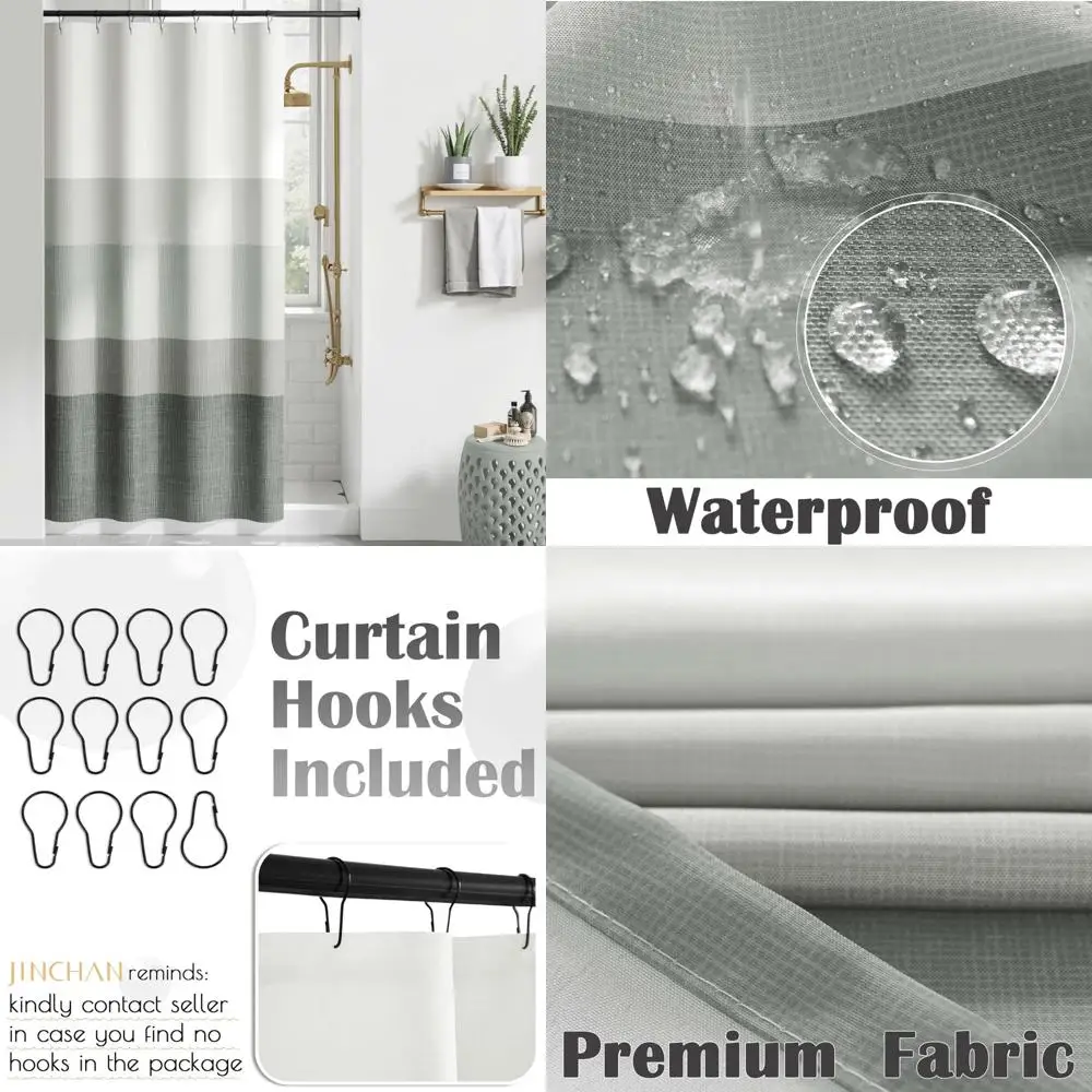 

Маленькая занавеска для душа 36x72 дюйма, омбре, облачно-серые полосатые занавески для душа для ванной комнаты, постепенный цвет, водонепроницаемая ткань