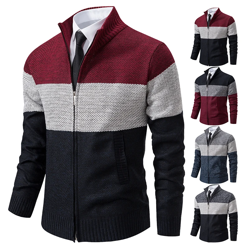 Maglione cardigan da uomo autunno e inverno nuovo cappotto maglione tendenza maglione stand-up