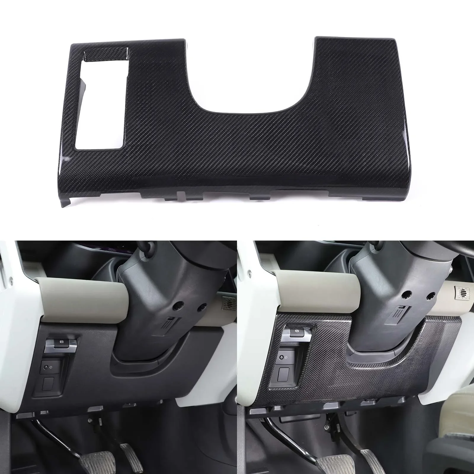 

Real Carbon Fiber For Land Rover Defender 90 110 130 2020-2025+ Car steering wheel under guard panel sticker Car accessories