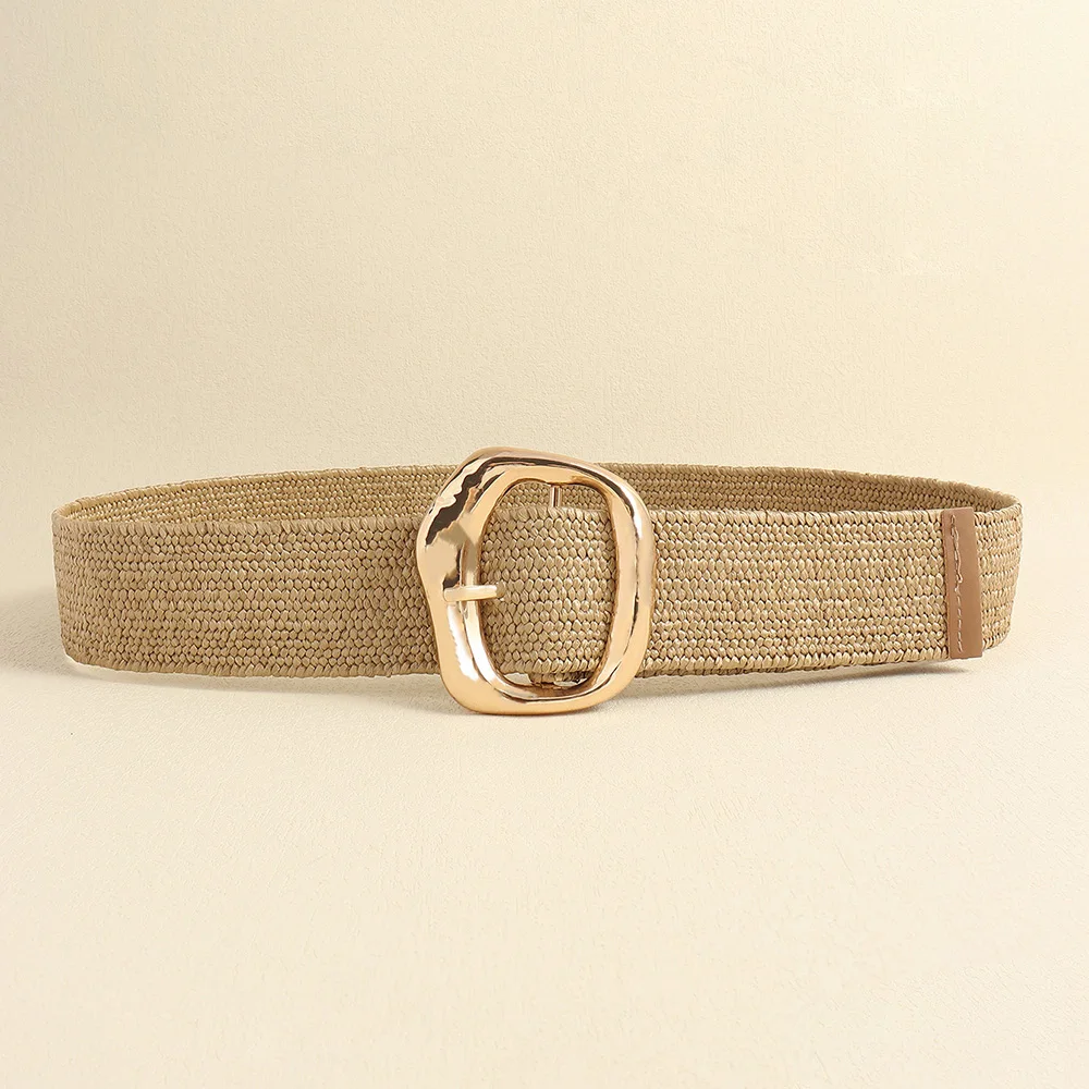 New fashion gold elastic dress wide belt advanced elegant decorative waist geometric exaggeration