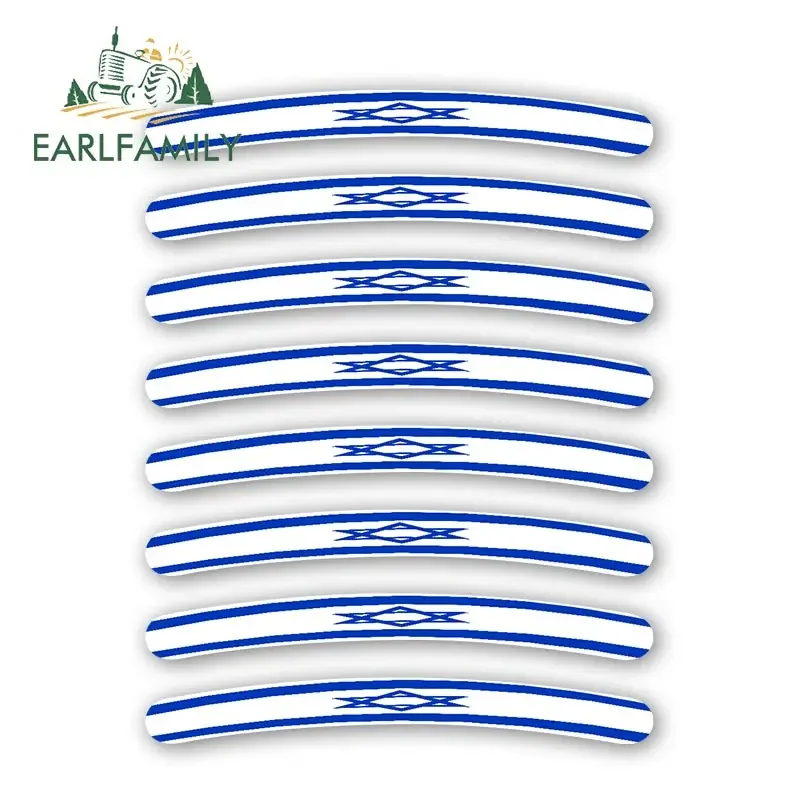 

EARLFAMILY 13cm x 1.3cm 8x for Israel Flag Motorcycle Bike Wheel Car Sticker Waterproof Decal Stripes Set Auto Personality Decor