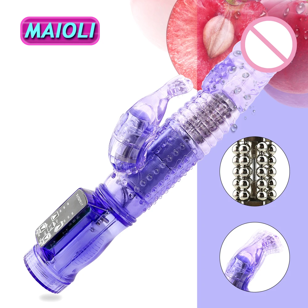 MAIOLI Dual Motor Dildo Rabbit Vibrator 12 Speeds Vibration Rotation Sex Toy for Women G Spot Massager Clitoris Stimulator Sexo