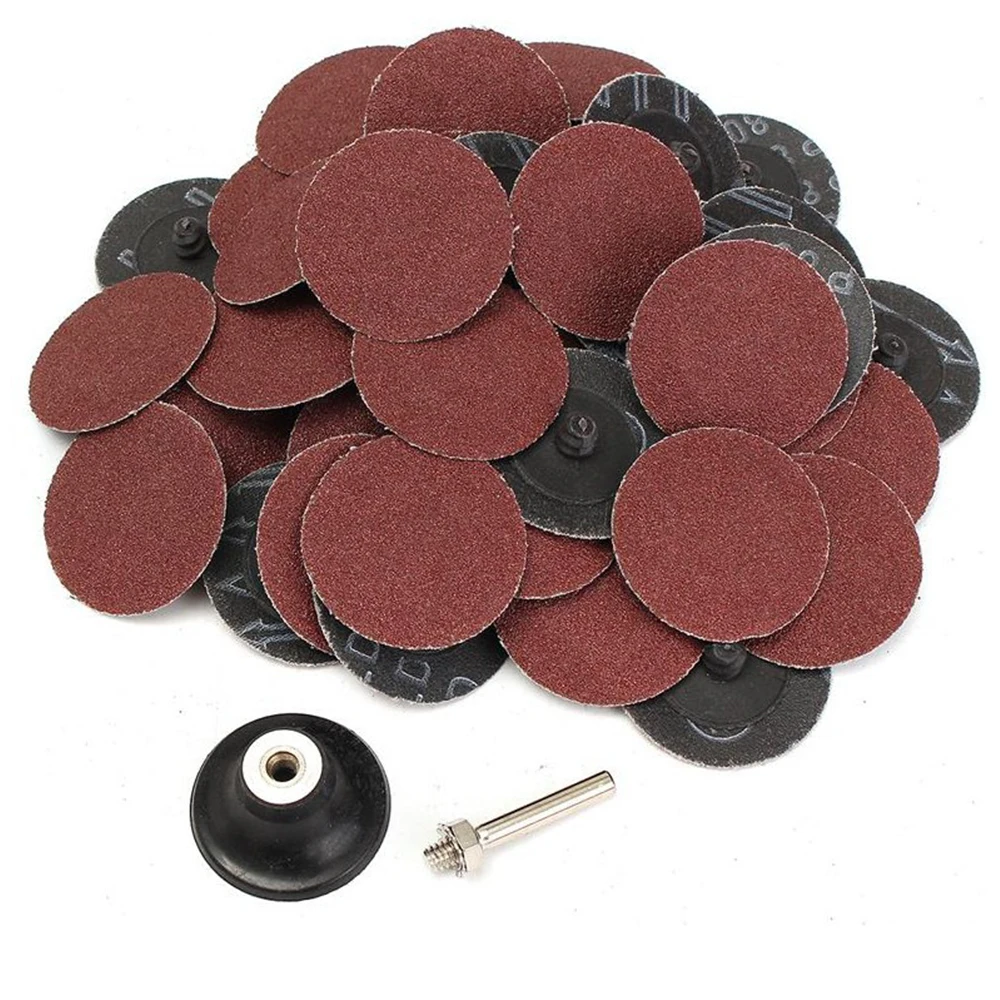 50PCS 2 Inch (50mm) Roll Lock R-Type Quick Change Discs Red Grain Sanding Disc Metal Surface Conditioning Die Grinder Accessorie