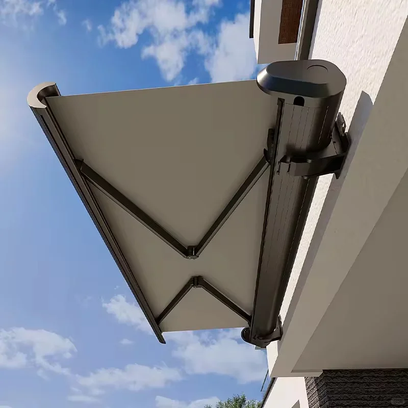 Outdoor Patio Sun Shades Electric Awnings Retractable Canvas Full Box Awning Foldable Arm Polyester Fabric for Restaurants Cafes
