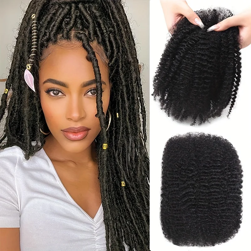 

Afro Kinkys Bulk Human Hair 50g/Pack Natural Black 100% Human Hair Soft 4C Afro Kinky Bulk Human Hair