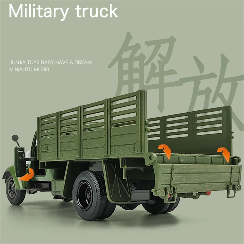 1/30 Tactical Truck Alloy Model Diecasts Military Transport Vehicle Model Metal Armored Car Model Sound and Light Kids Toys Gift