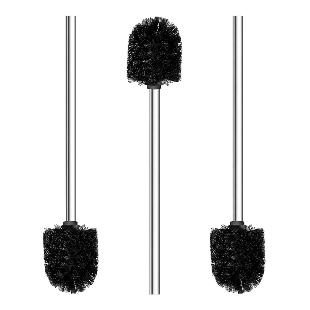 

3pcs Stainless Compact Cleaner Design Brushes 360°Cleaning Toilet Bowl Toilet Brush Set Brush Bathroom Tool Holder