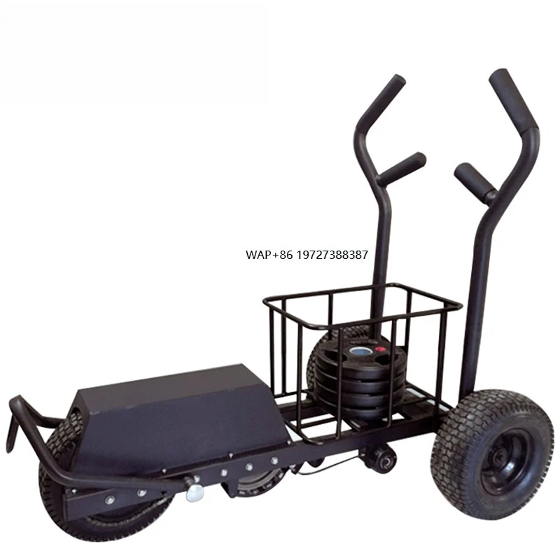 Wholesale High Quality Steel Commercial Power Training Workout 3/4 Wheels Pull and Push Tank Sled with Basket Black