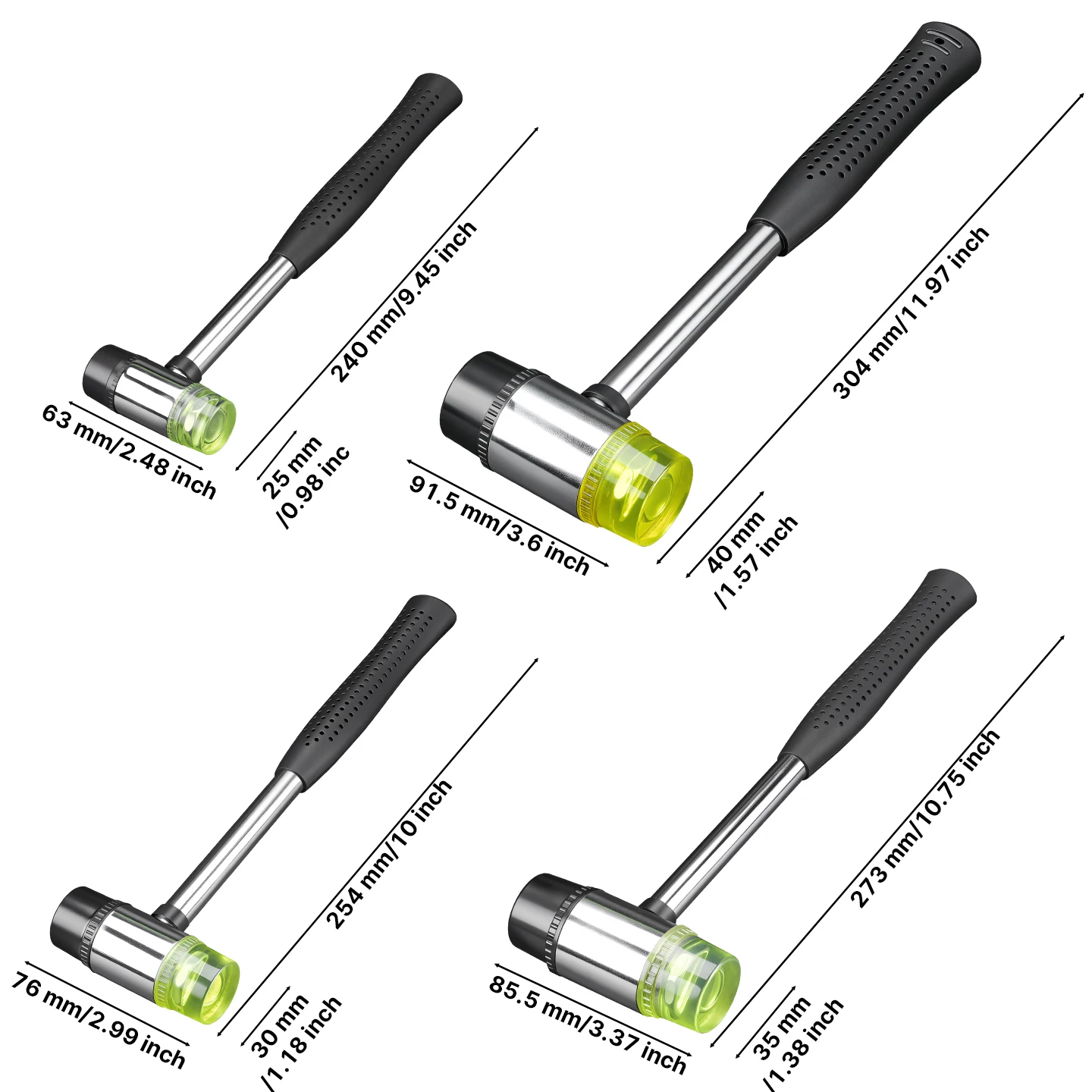 Double-Sided Soft Rubber Hammer 25mm 30mm 35mm 40mm 45mm Multifunctional Glass Window Strip Hammer Nylon Head Rubber Hammer