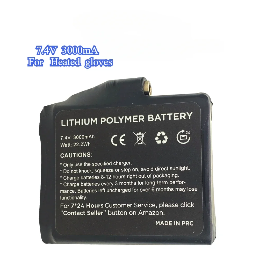 7.4V 3000mah Lithium Polymer Battery  Heated Gloves Battery  for Heating Vest, Heating Socks, Antifreeze Battery