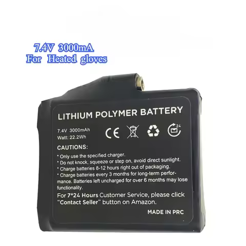 7.4V 3000mah Lithium Polymer Battery Heated Gloves Battery for Heating Vest, Heating Socks, Antifreeze Battery