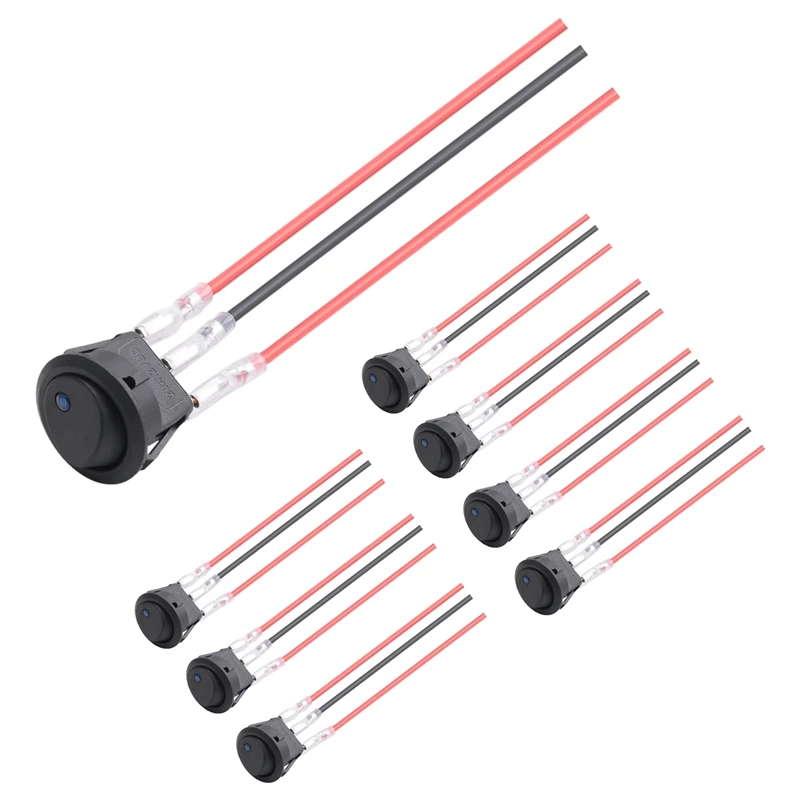 مفتاح الروك LED 8 قطع 12 فولت 20 أمبير مستدير أزرق تبديل LED الروك التبديل على الخروج التحكم