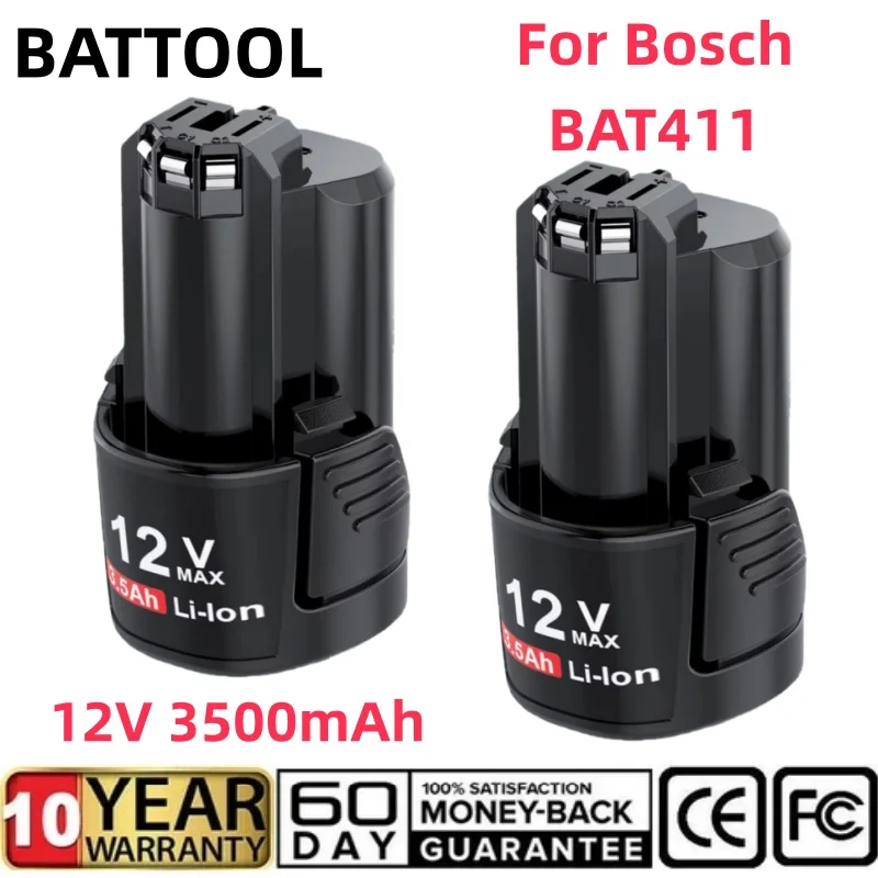 BATTOOL – batterie Li-ion 3500mAh pour Bosch BAT411, 12V, pour BAT412A BAT413A D-70745GOP 2607336013 2607336014 PS20-2, batterie pour outil