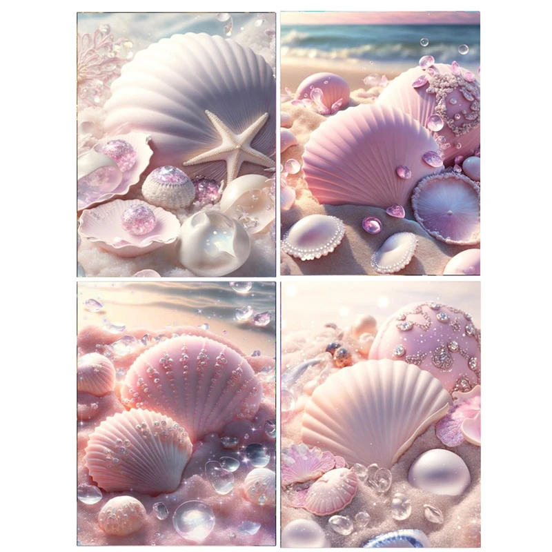 YUMEART DIY 5D Diamond Painting by Number Seaside Shells Full Square Drill Cross Stitch Set For Diamond Mosaic Home Decor