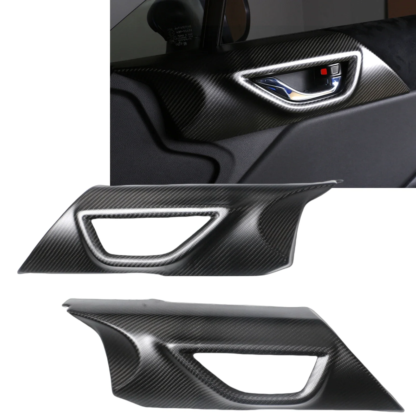 New！Real Carbon Fiber Interior Door Lock Panel Trim Cover Decorative For SUBARU BRZ TOYOTA GR86 2022-2024