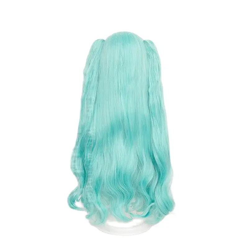 Anime Miku Cos parrucca 80CM verde menta resistente al calore capelli sintetici Hatsune parrucche Cosplay festa di Halloween + cappuccio parrucca