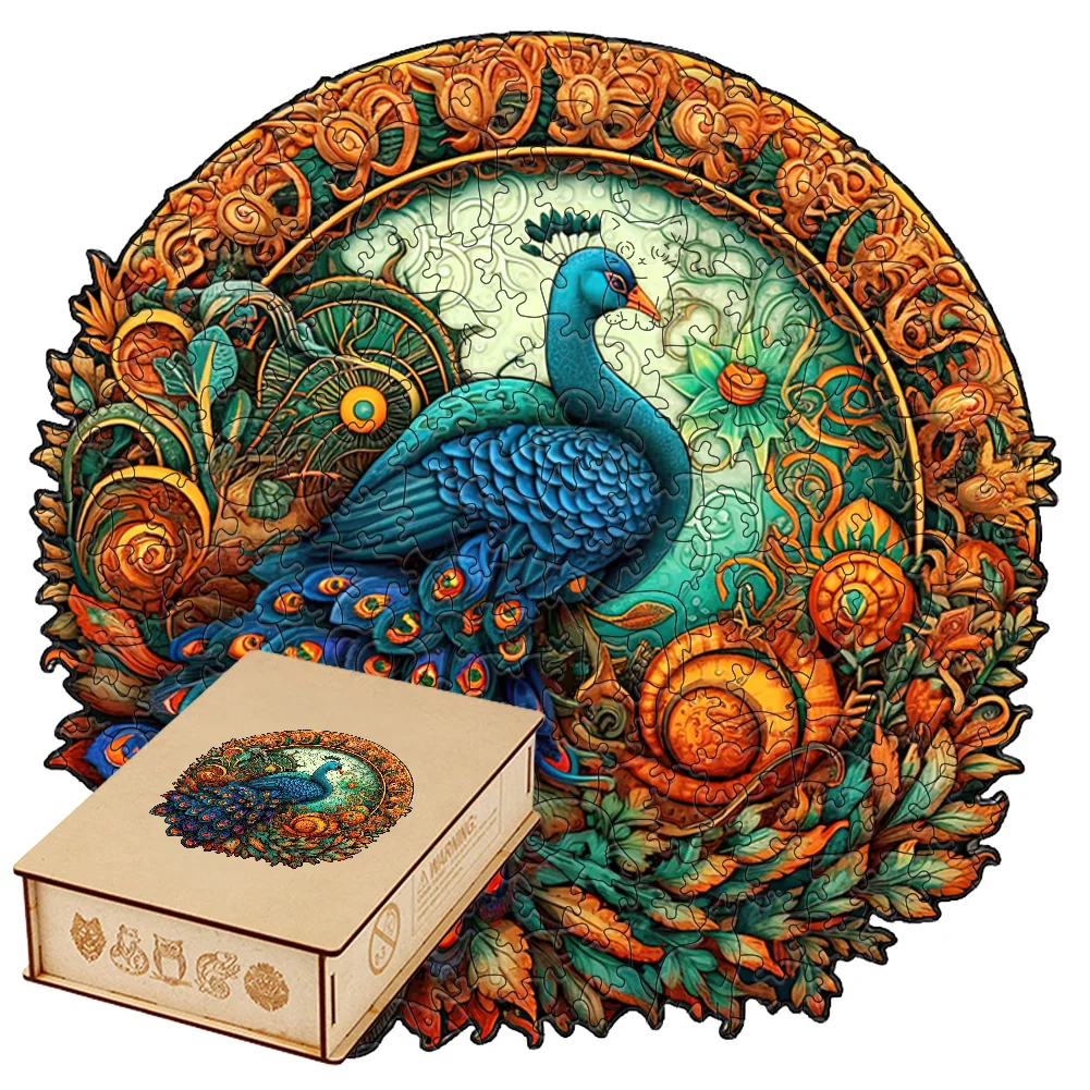 

Peacock Wooden Jigsaw Puzzle for Adults Bird Animal Shaped Puzzle Irregular Wooden Brain Teaser Gift Decor Toy
