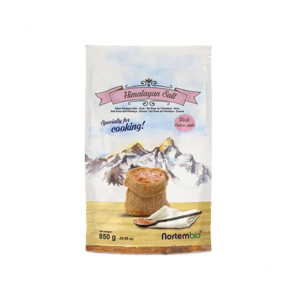 NORTEMBIO Sal Rosa del Himalaya Gruesa (2-5 mm) 100% Natural 850g | Sin Refinar Ni Conservantes | Extraída a Mano